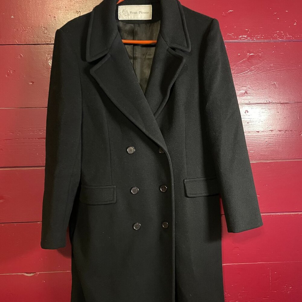 Evan Picone Women's Black Wool Trench Coat